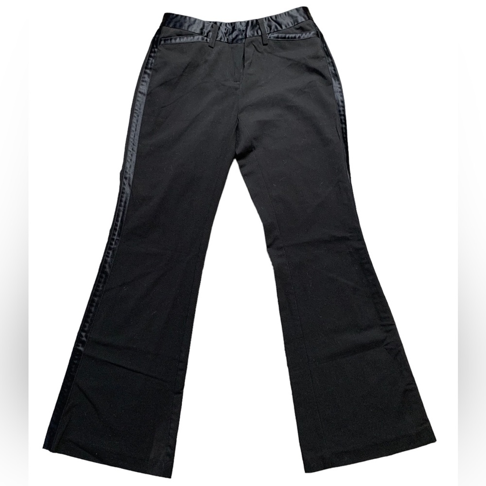 INC International Concepts Black Tuxedo Bootcut Pants Satin Trim Womens 0P